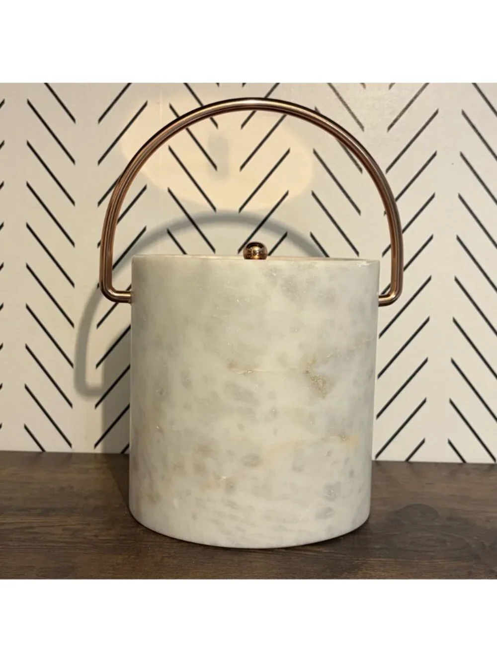 Williams Sonoma Marble Copper Ice Bucket Wine Chillers Lid Handle Solid Barware